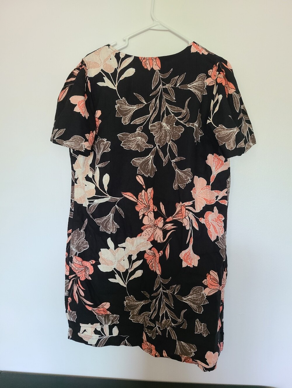 Nicole Miller Black Linen Blend Floral Dress Womens Size XL - Picture 2 of 6